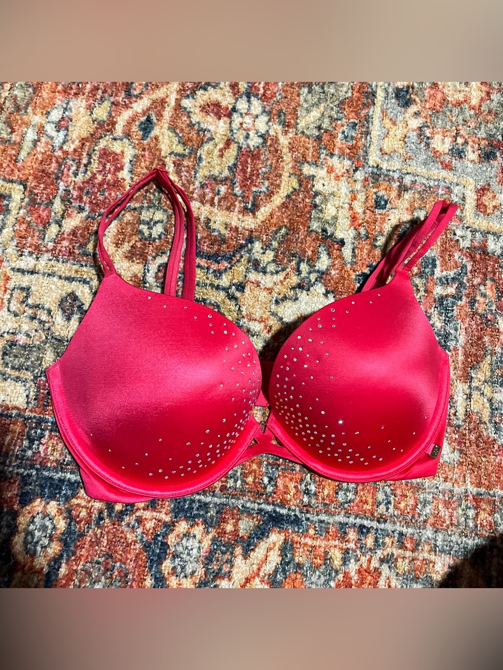 Victoria's Secret Push Up Bra - 32DD (red with rhinestones)